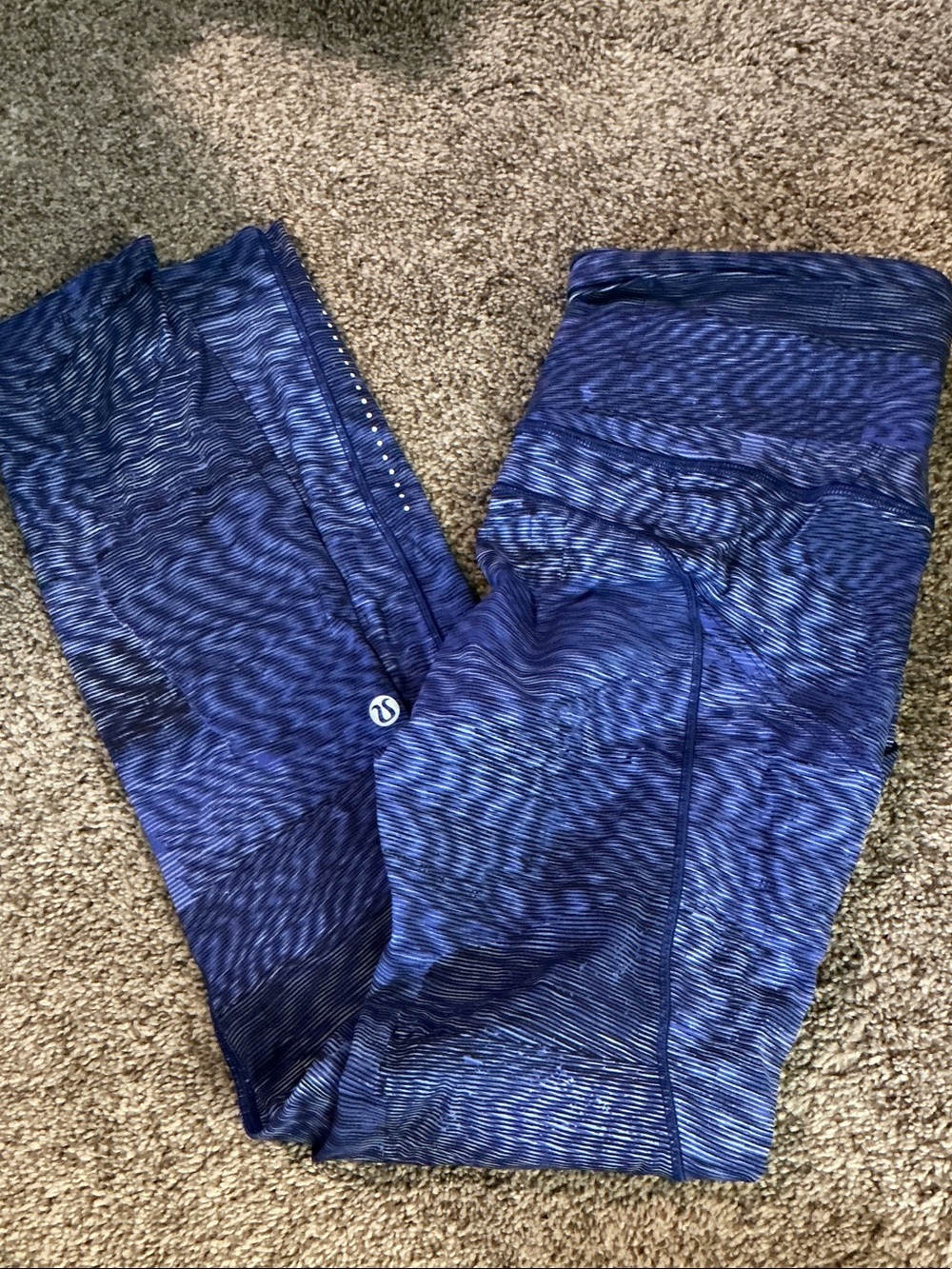 lululemon athletica Striped Purple and Black Active Leggings